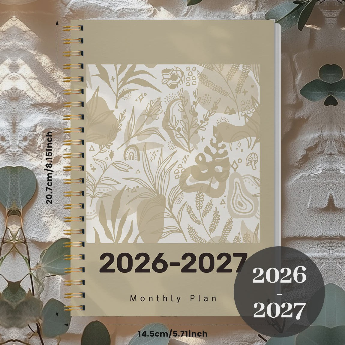 2026-2027 A5 Maandelijkse Planner Agenda met Botanische Kaft - 24 Maanden Organiser voor Werk & Studie