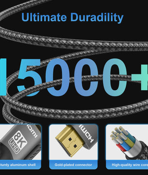 8K HDMI 2.1 Kabel - Ultra High Speed 48Gbps, 4K@120Hz, HDR voor PS5, PC, TV