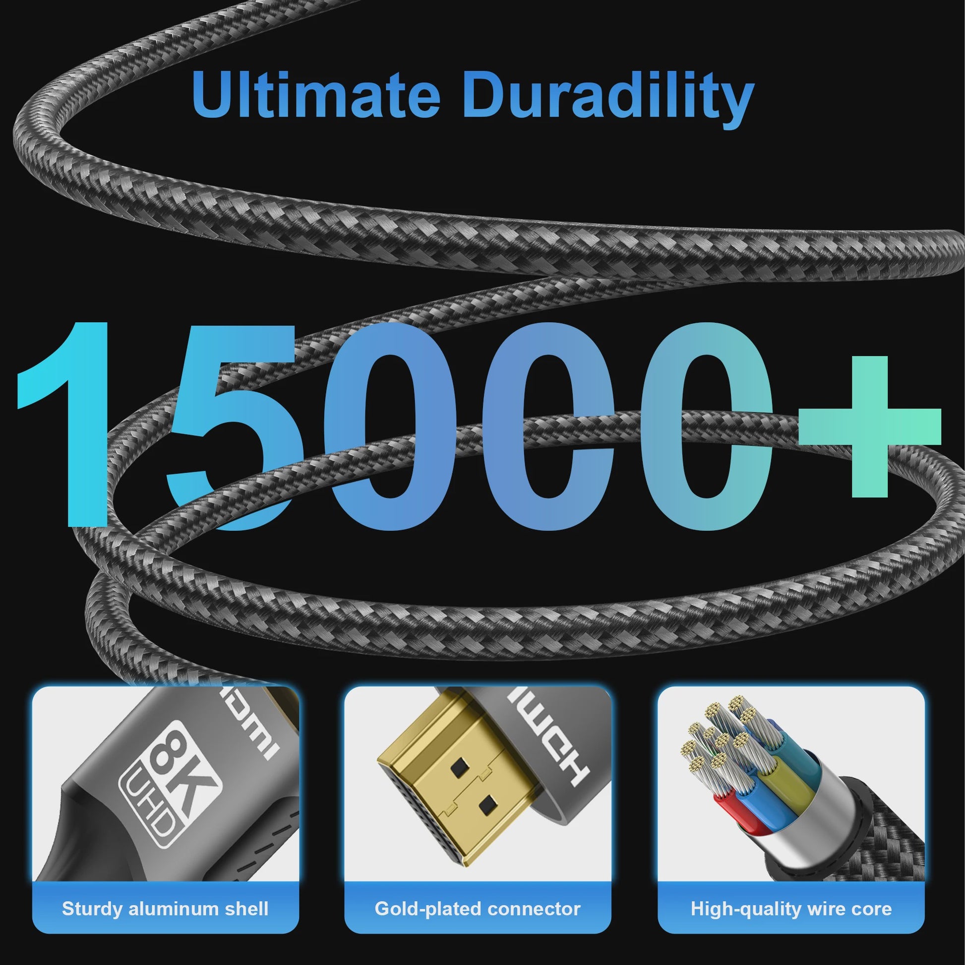 8K HDMI 2.1 Kabel - Ultra High Speed 48Gbps, 4K@120Hz, HDR voor PS5, PC, TV