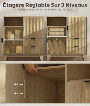 Moderne Buffetkast met 2 Deuren, 2 Lades en Verstelbare Plank - Zachte Sluiting