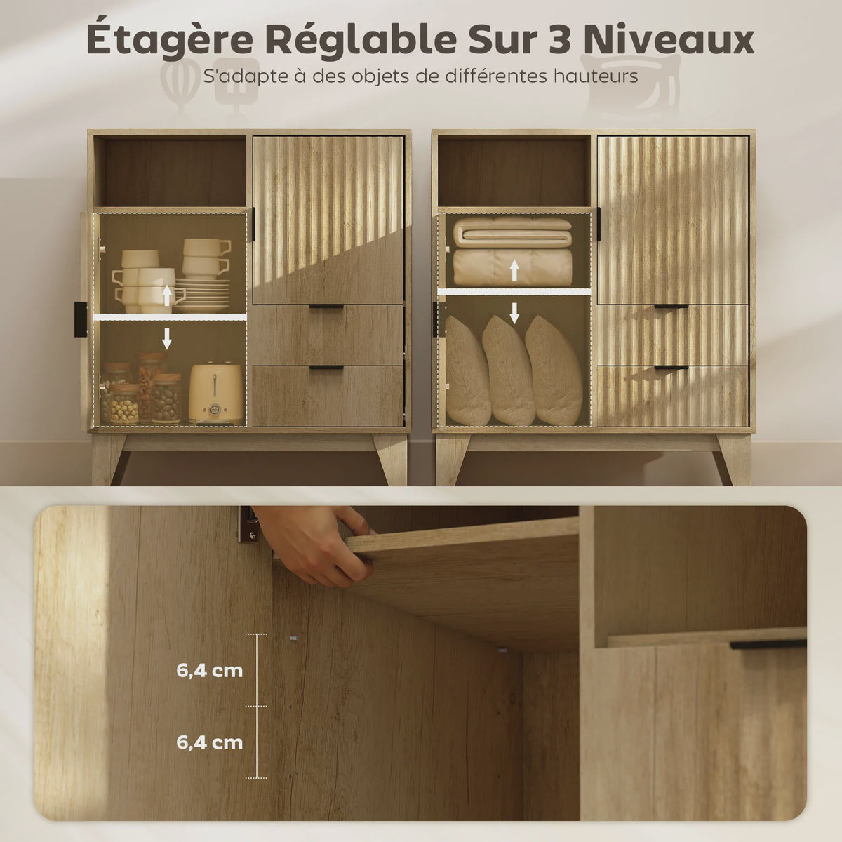 Moderne Buffetkast met 2 Deuren, 2 Lades en Verstelbare Plank - Zachte Sluiting