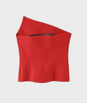 Asymmetrische Dames Bustier Top - Sexy Backless Design met Ritssluiting aan de Zijkant