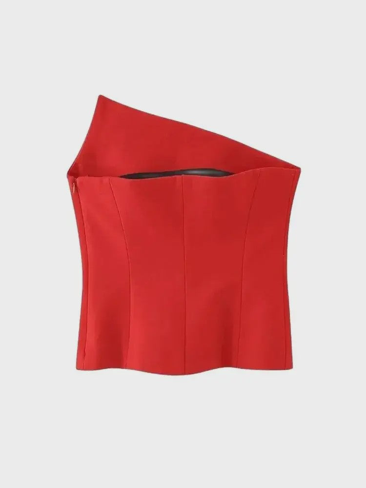 Asymmetrische Dames Bustier Top - Sexy Backless Design met Ritssluiting aan de Zijkant