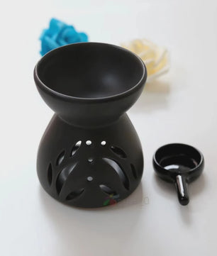Handgemaakte 2-in-1 Keramische Oliebrander & Nachtlampje voor Essentiële Oliën, Yoga en Spa