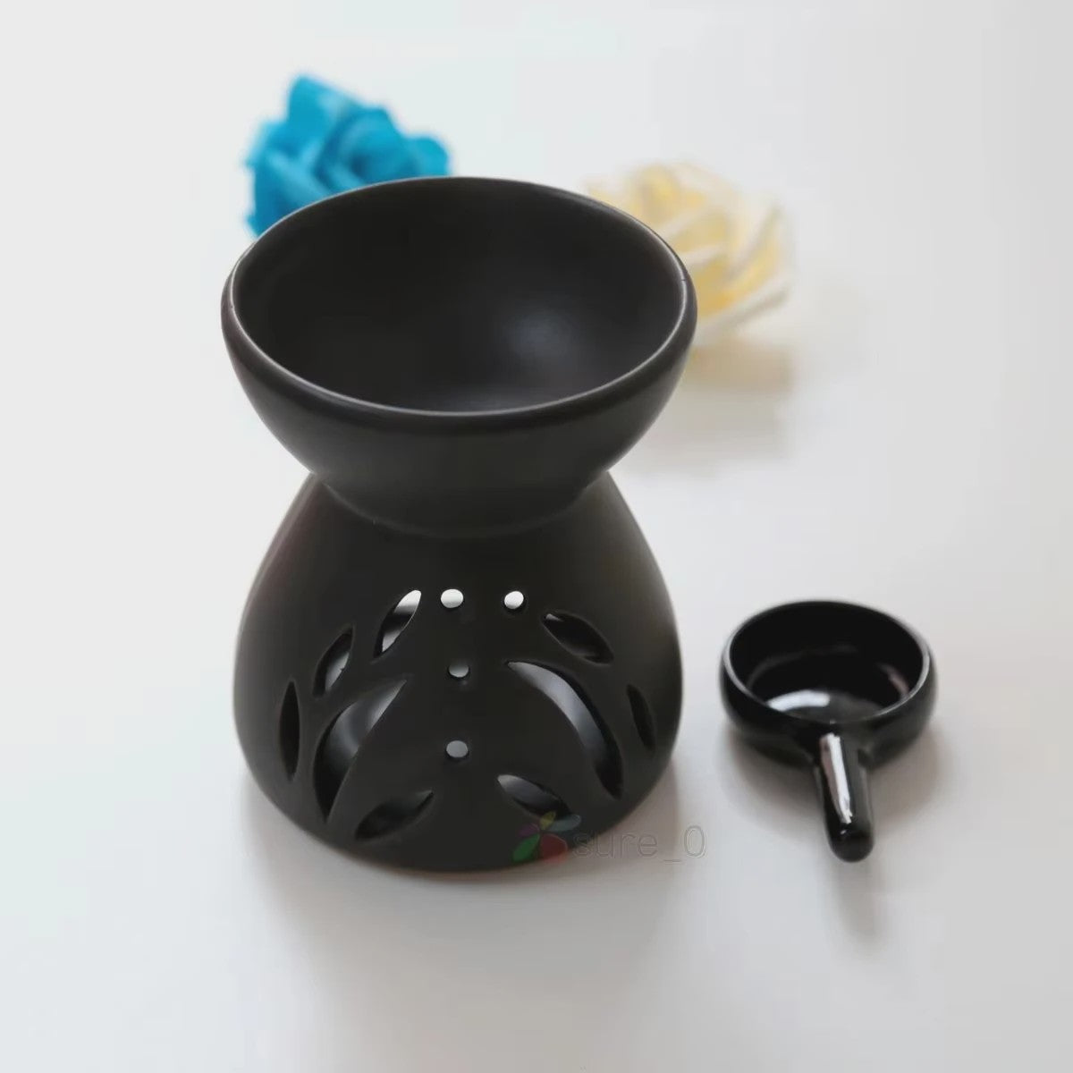 Handgemaakte 2-in-1 Keramische Oliebrander & Nachtlampje voor Essentiële Oliën, Yoga en Spa