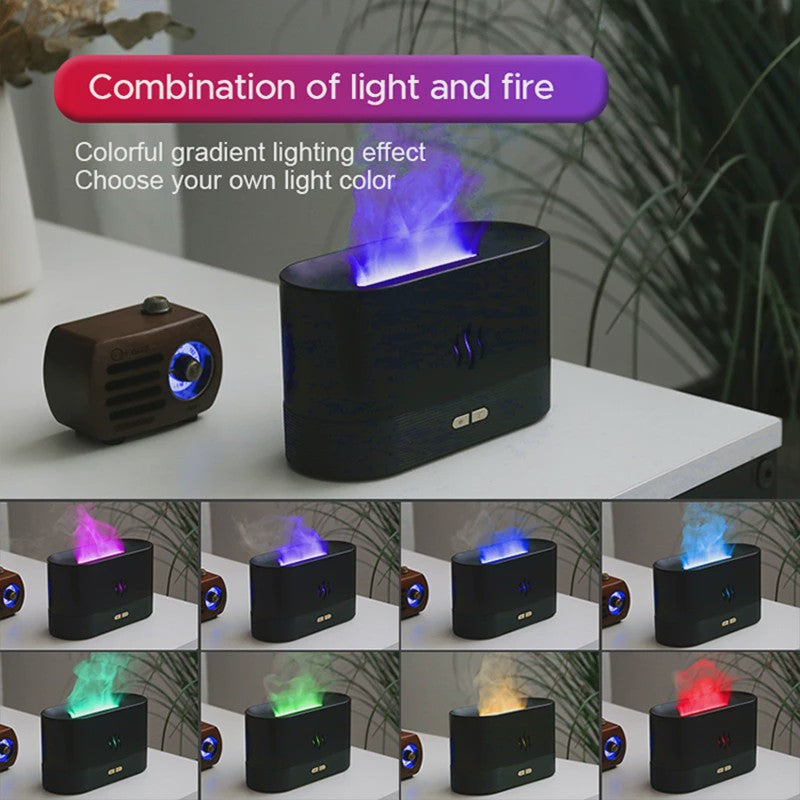 Vlam Effect Aroma Diffuser Luchtbevochtiger met LED Verlichting - Sfeervol & Rustgevend