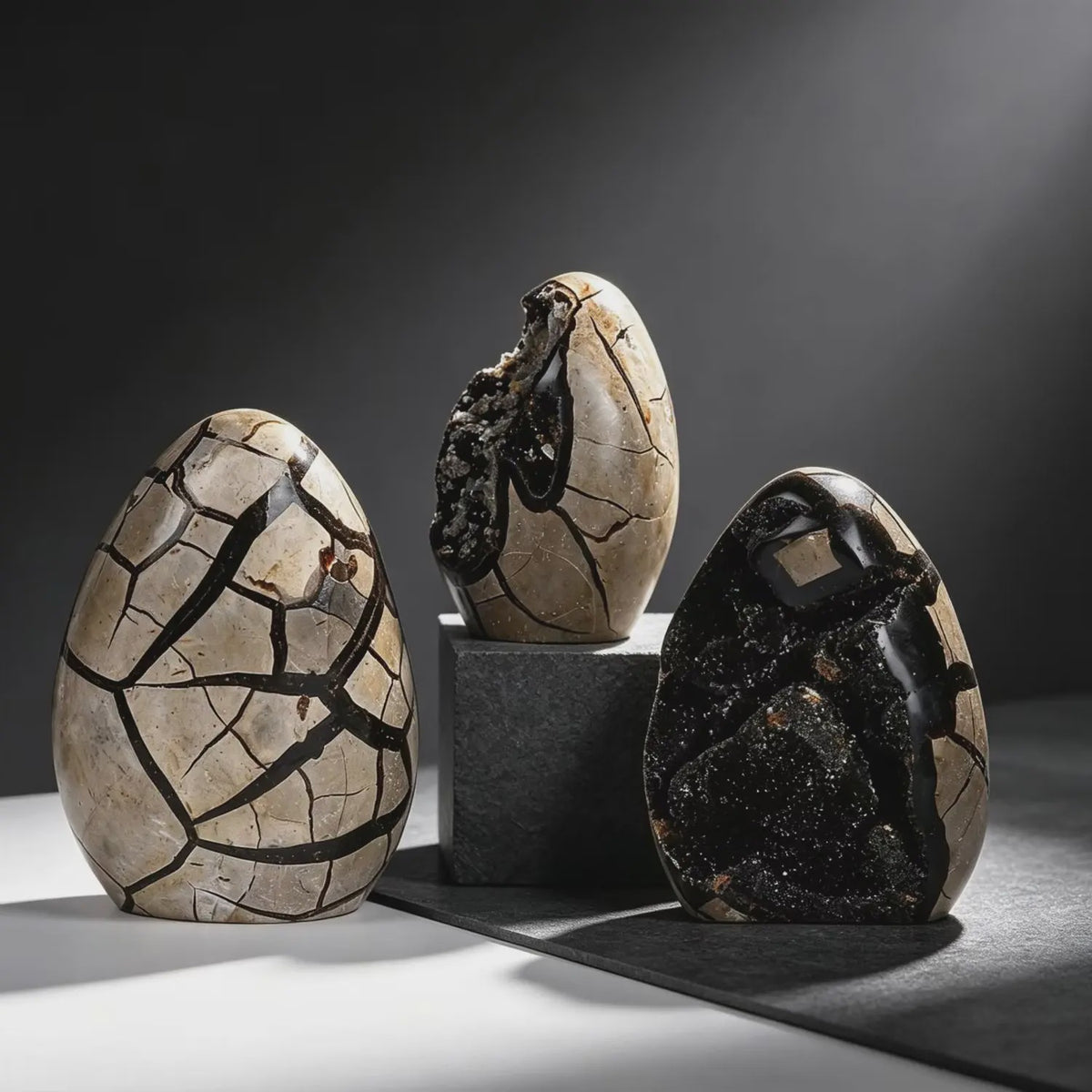 Septarian Draken Ei Kristal Geode - Zwart Kwarts voor Spirituele Heling & Decoratie