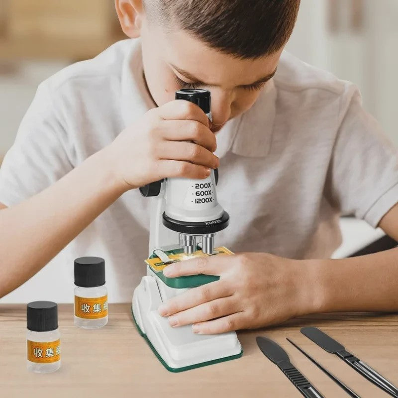 Kinderen Microscoop Set 200x-1200x Vergroting met LED Licht - STEM Educatief Speelgoed
