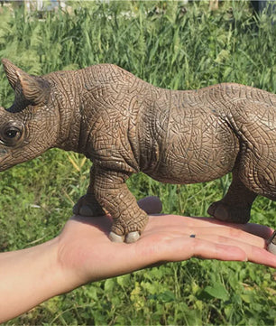 Grote Realistische Zwarte Neushoorn Speelgoedfiguur - 27.5cm PVC Wild Dier Model