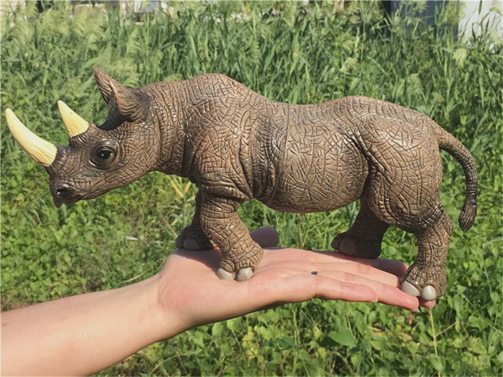 Grote Realistische Zwarte Neushoorn Speelgoedfiguur - 27.5cm PVC Wild Dier Model