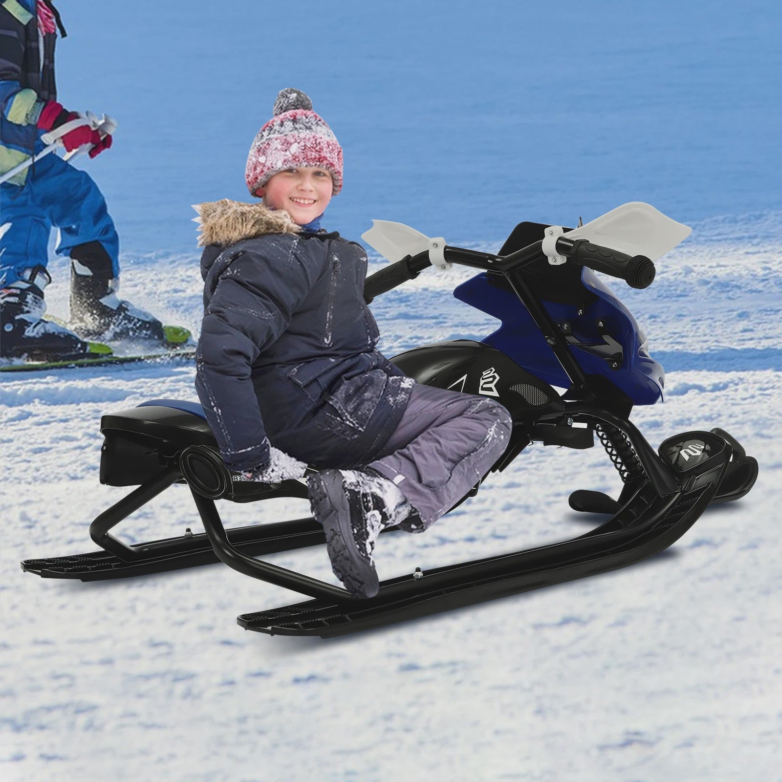 Stuurbare Sneeuwscooter Slee voor Kinderen - 80kg Belastbaar met Trekkoord