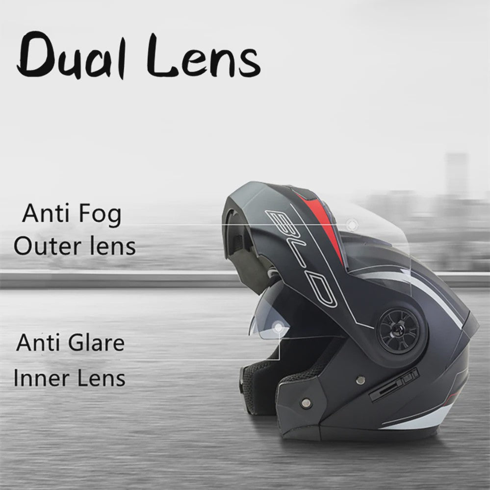 BLD Modulaire Flip-Up Motorhelm met Dubbele Lens - Veiligheid & Comfort voor Motocross