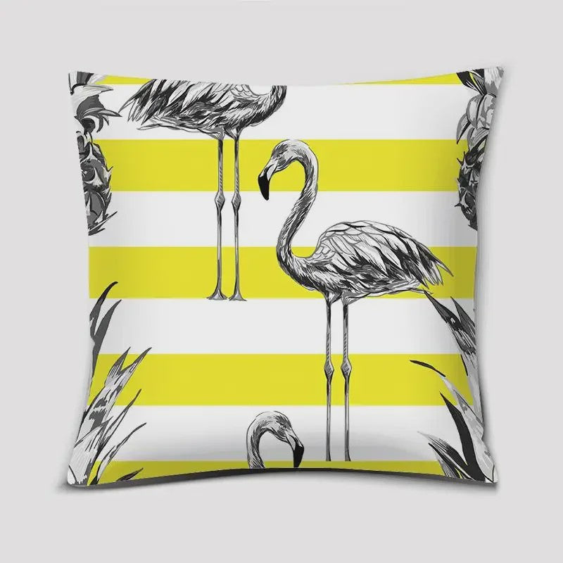 Vrolijke Flamingo Kussenhoes Vierkant - Decoratie voor Bank & Auto