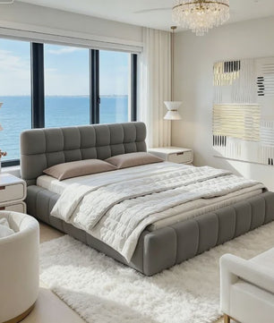 Luxe Gestoffeerd Bubble Bed 160x200 cm met Lattenbodem en Zacht Hoofdbord - Stijlvol Slaapkamermeubel