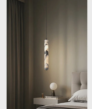 Luxe Cilinder Hanglamp Natuursteen - Sfeervolle LED Verlichting voor Woonkamer & Slaapkamer