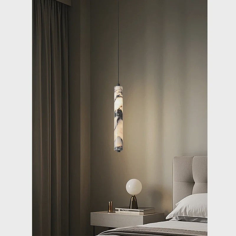 Luxe Cilinder Hanglamp Natuursteen - Sfeervolle LED Verlichting voor Woonkamer & Slaapkamer
