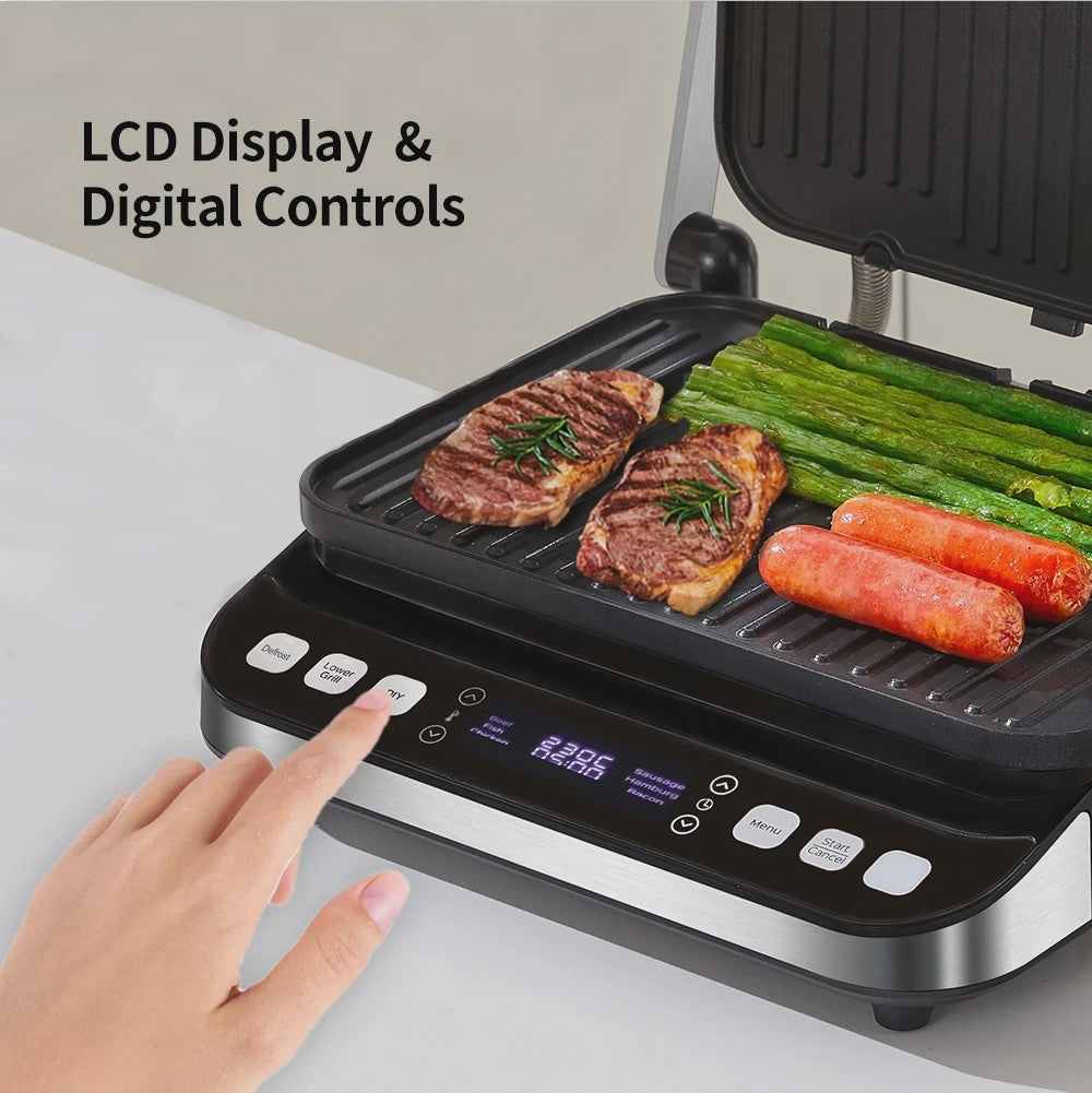 BioloMix Contactgrill 2000W - Panini, Grill, Wafelmaker - Digitaal & 180° Open