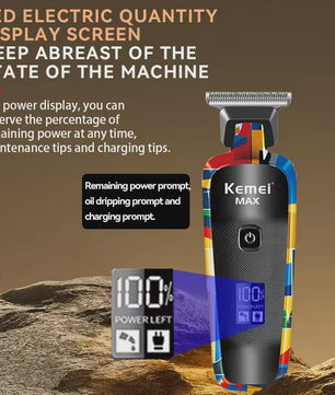 Kemei Oplaadbare Elektrische Tondeuse met Graffiti Design - Professionele Baardtrimmer & Scheerapparaat