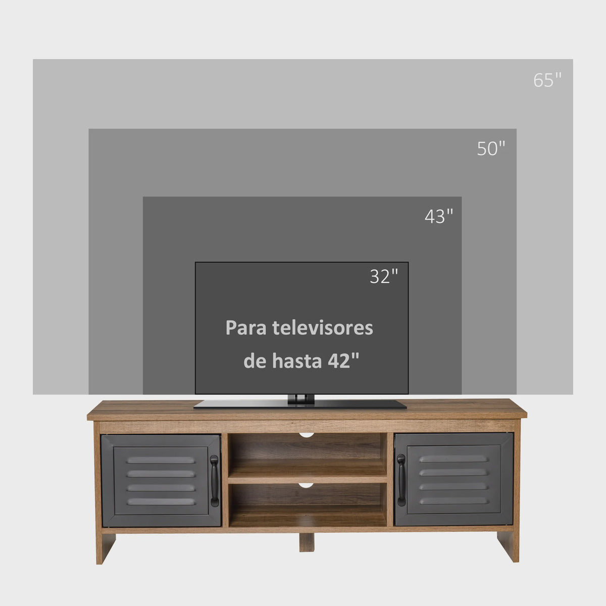 Homcom Tv Cabinet for 42" Televisions with 2 Doors and 2 Shelves 109X35X38Cm
