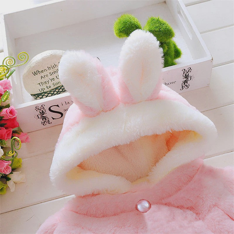 Schattige Baby Meisjes Cape met Konijnenoren - Fleece Jasje voor Herfst/Winter
