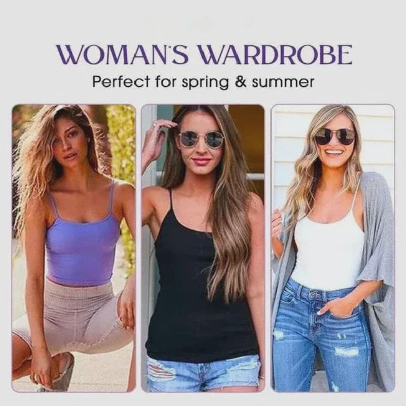 Dames Top met Ingebouwde Beha - Comfortabele Camisole Tanktop met Verstelbare Bandjes