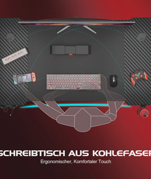 Devoko Gaming Bureau 120x60 cm met Hoofdtelefoonhaak en Carbon Fiber Afwerking