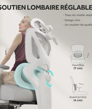 Ergonomische Bureaustoel met Hoofdsteun, Verstelbaar en Kantelbaar - Zwart