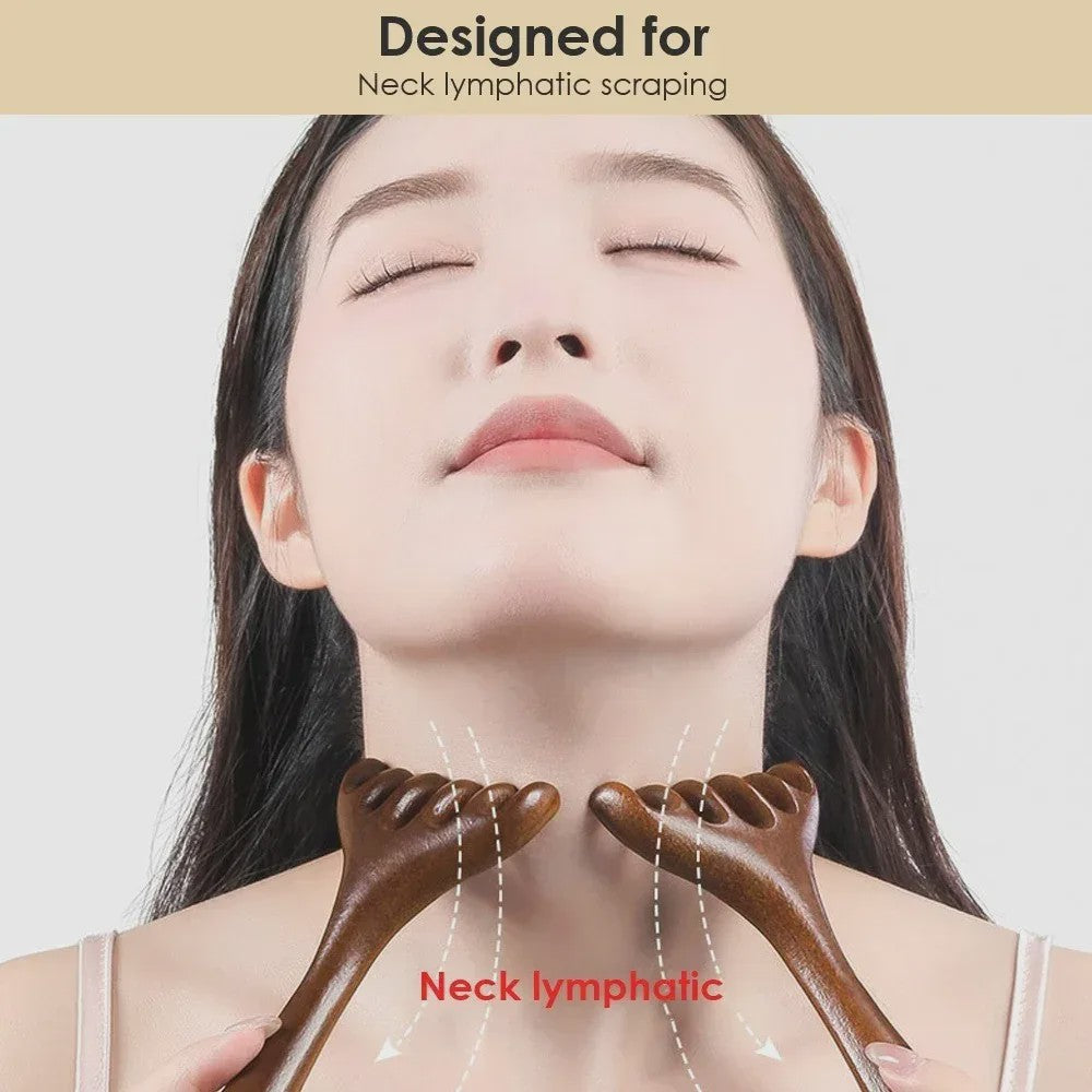 Gezichtsborstel & Houten Meridian Massage Kam: Lymfatische Drainage & Kaaklijn Sculpting