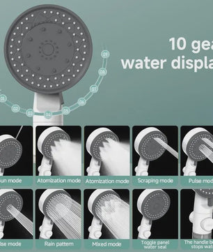 Luxe Douchekop met Waterfilter en 10 Waterstanden - Hoge Druk, Draagbaar & Eenvoudige Stop