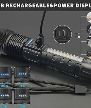 Krachtige Oplaadbare LED Zaklamp Tactisch met Zoom & 6 Modi