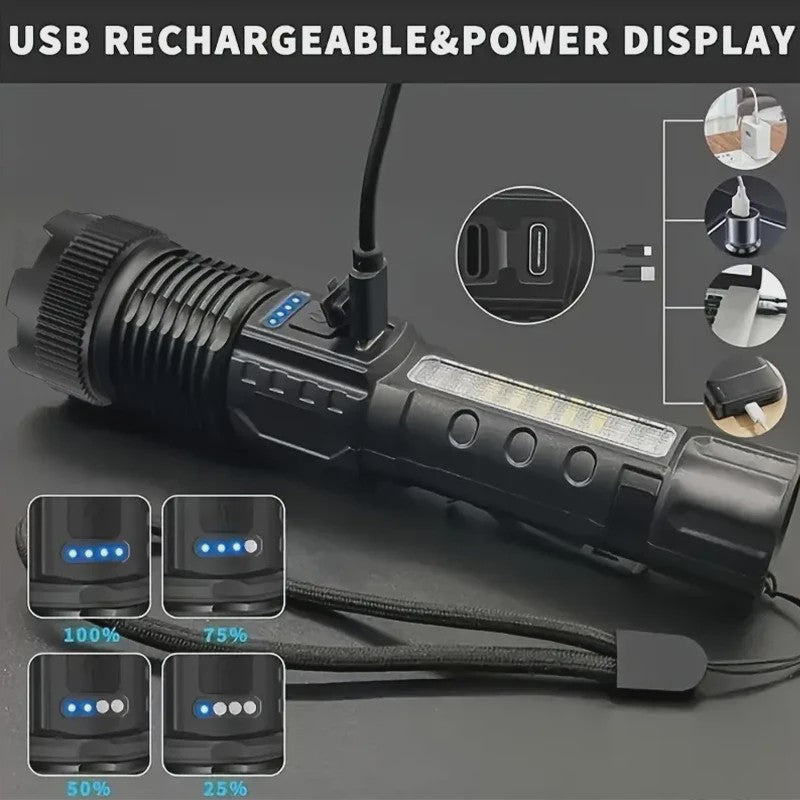 Krachtige Oplaadbare LED Zaklamp Tactisch met Zoom & 6 Modi
