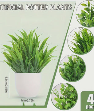 4x Mini Kunstplantjes met Pot - Nep Bonsai Groen voor Huis, Kantoor & Badkamer Decoratie