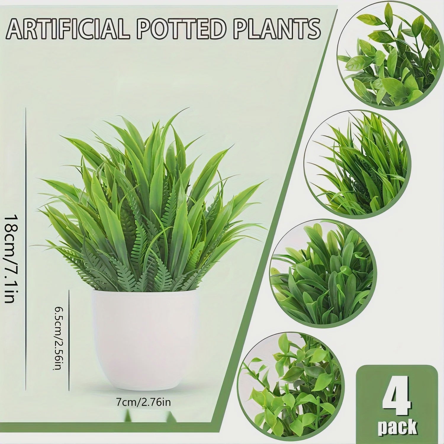 4x Mini Kunstplantjes met Pot - Nep Bonsai Groen voor Huis, Kantoor & Badkamer Decoratie
