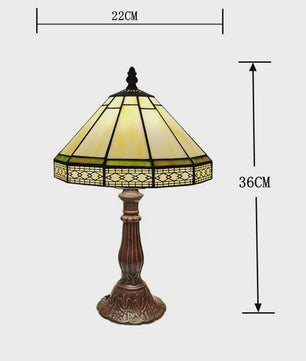 Stijlvolle Tiffany Tafellamp 22cm - Geometrisch Glas & Europees Design