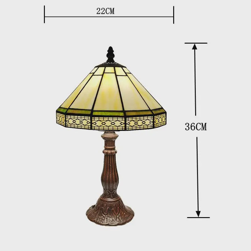 Stijlvolle Tiffany Tafellamp 22cm - Geometrisch Glas & Europees Design