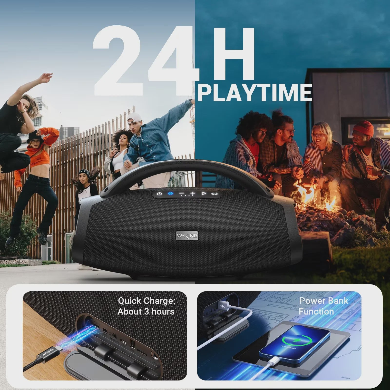 W-KING X20S Draadloze Bluetooth Speaker - 140W RMS, IPX7 Waterdicht, Krachtige Bas