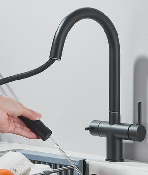 Keukenmengkraan met Uittrekbare Douchekop en Waterfilter - Messing