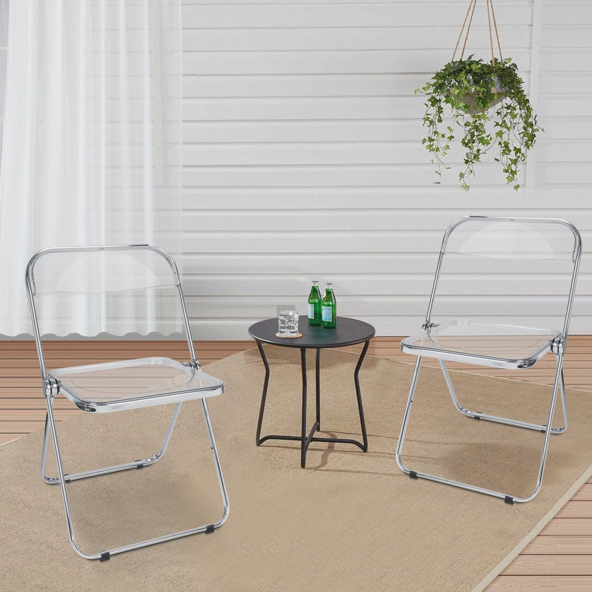 Stapelbare Transparante Acryl Klapstoel met Chroom Frame - Luxe Loungestoel voor Feest, Banket & Conferentie