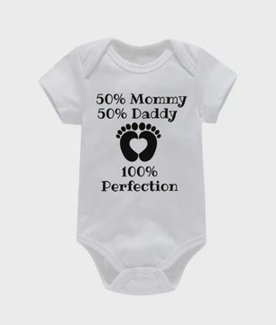 Baby Romper met Tekst: 50% Mama, 50% Papa, 100% Perfectie