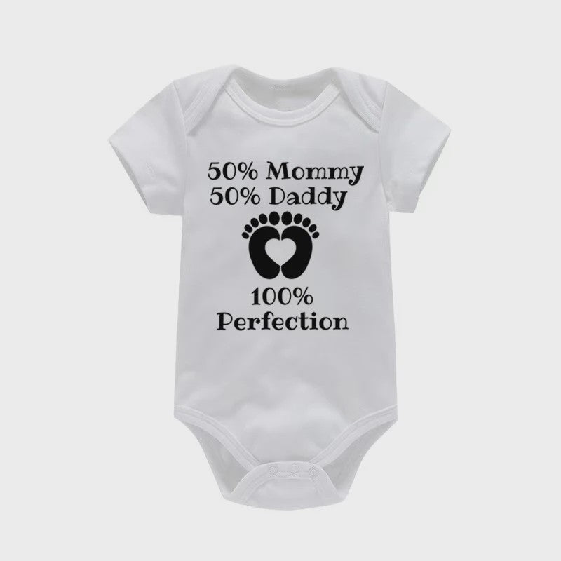 Baby Romper met Tekst: 50% Mama, 50% Papa, 100% Perfectie