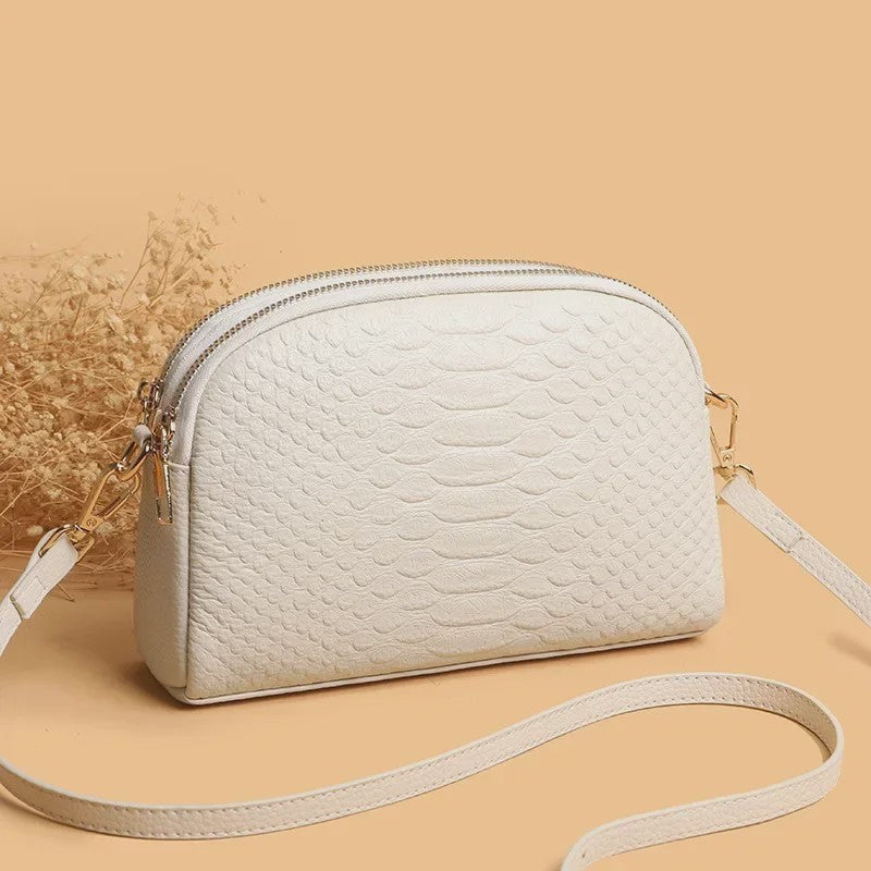 Luxe Dames Schoudertas Crossbody Tas met Crocoprint van Echt Leer