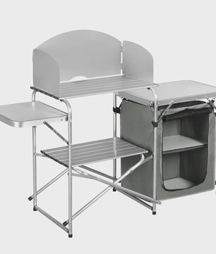 Opvouwbare Aluminium Campingkeuken met Opbergkast en Windscherm - Ideaal voor Buiten