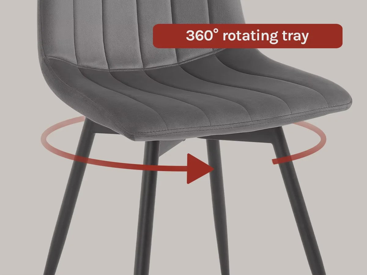 Set van 4 Fluwelen Eetkamerstoelen - 360° Draaibaar & Ergonomisch Ontwerp