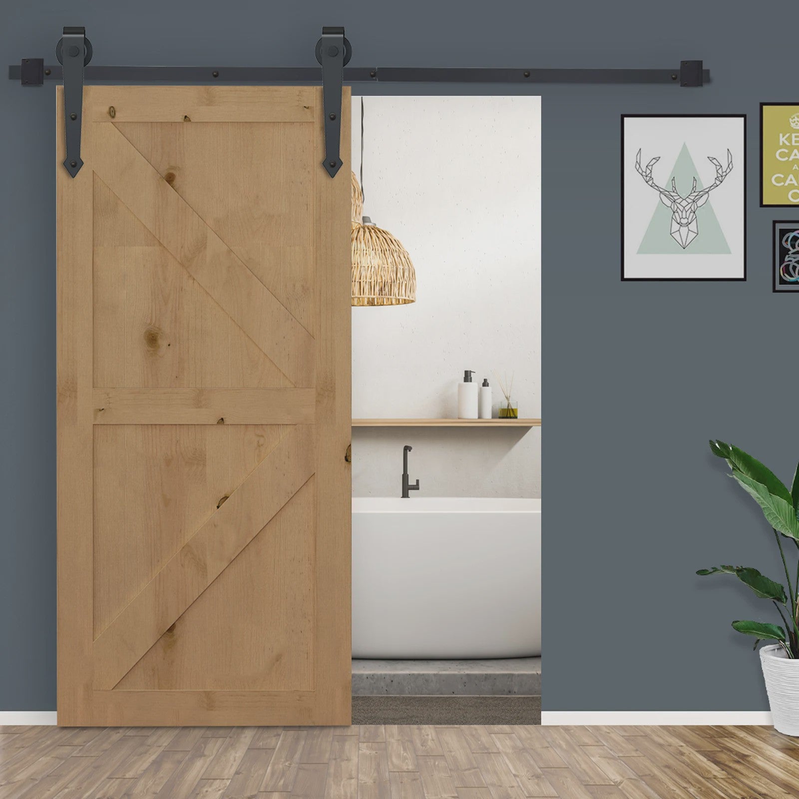Homcom 200Cm/6.6Ft Sliding Door Hardware Kit Door Accessories