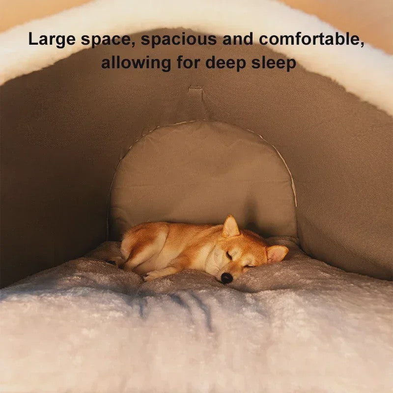 Warm Hondenhuis met Afneembaar Bed - Zacht & Antislip Slaapnest voor Hond of Kat