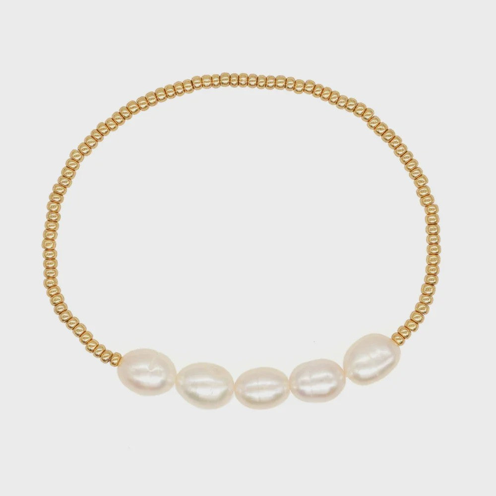 Set van 4 Elegante Armbanden met Goudkleurige Kralen en Parels voor Dames