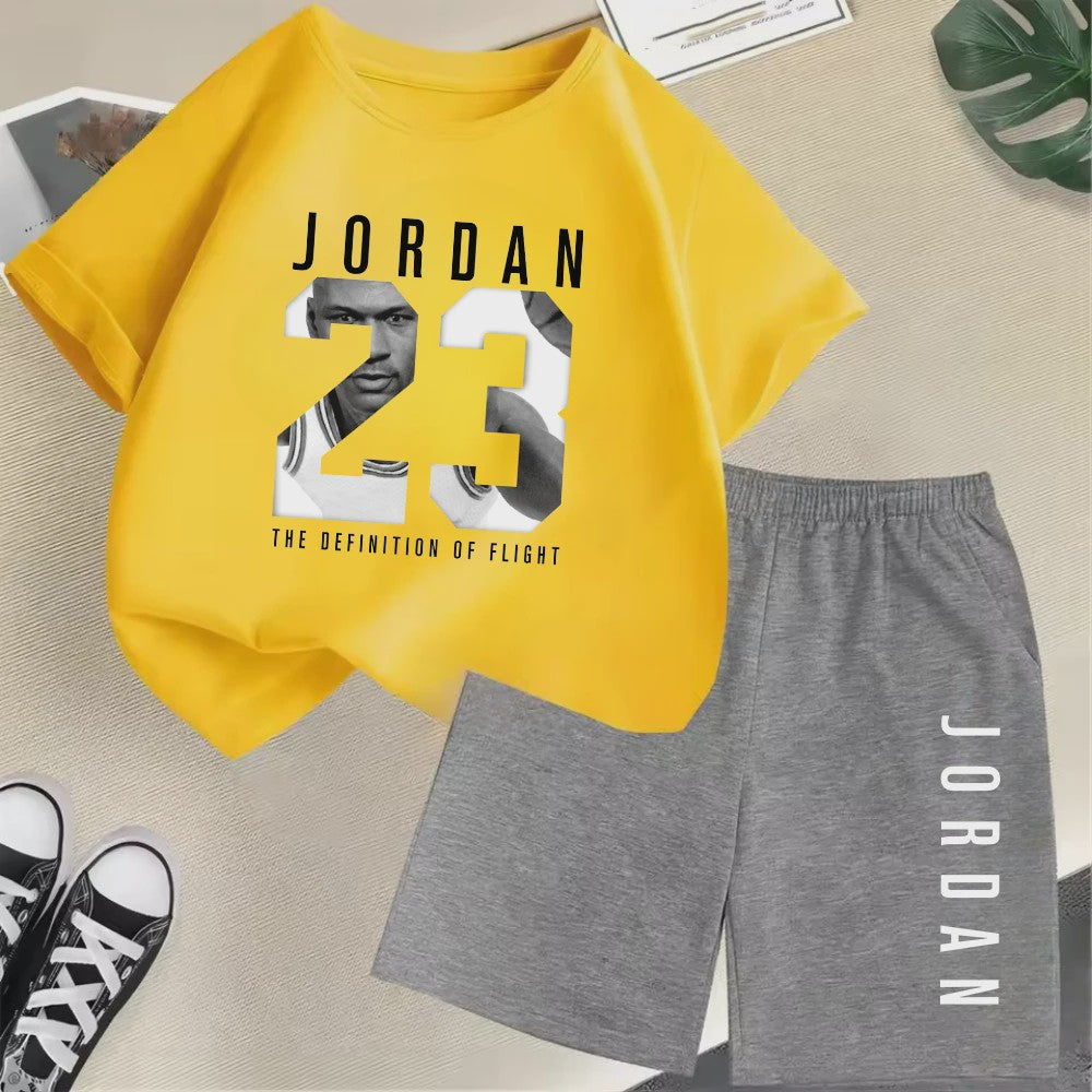 Kinder T-shirt en Short Set - Zomer Sportieve Mode met Grafische Print