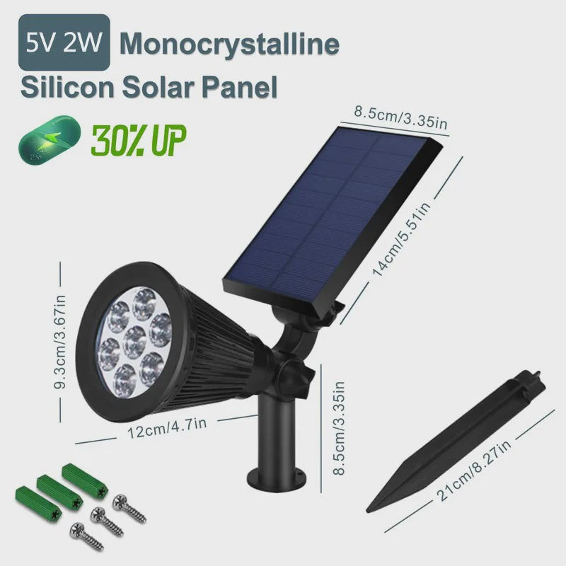 Waterdichte Solar Spotlight met 7 LED's - Tuinverlichting op Zonne-energie