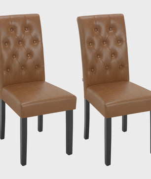 Set van 2 Luxe Kunstleren Eetkamerstoelen met Hoge Rug - Comfortabel Gestoffeerd