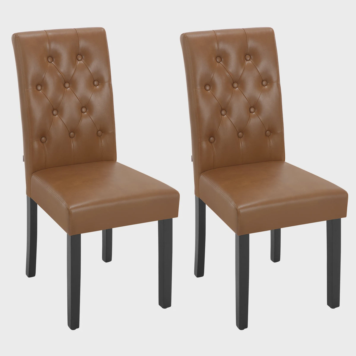 Set van 2 Luxe Kunstleren Eetkamerstoelen met Hoge Rug - Comfortabel Gestoffeerd